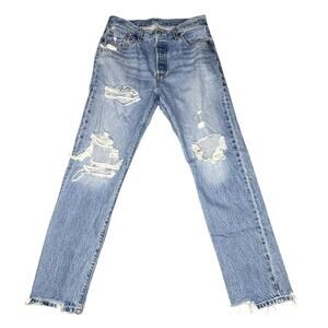 Levi's 501 Ripped Distressed Denim Jeans 29x30